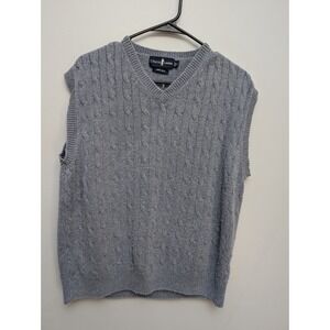 C9 T Harris London Sweater Vest Men Large Gray V Neck  Pullover 100% Silk